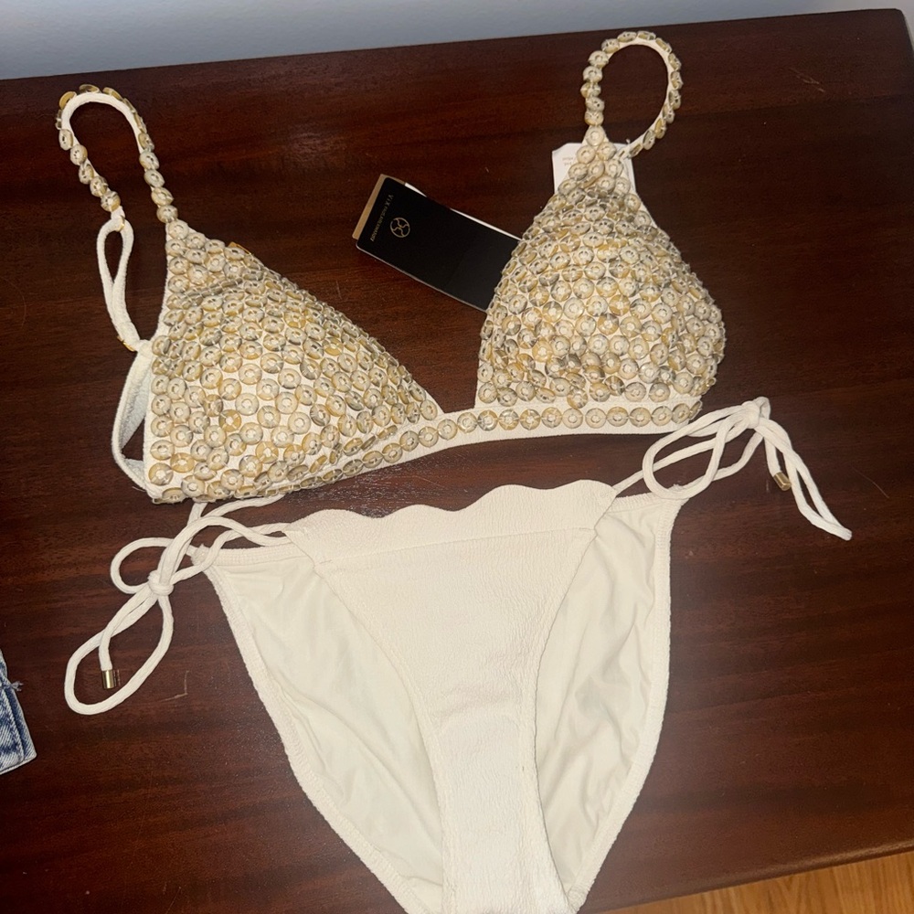 ViX Beaded Shell Bikini Top L (Bottom XS VIX) sold as a set or individually
